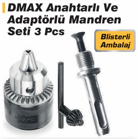 DMAX DMX4121 MANDREN ANAHTAR VE ADAPTÖRLÜ 3 PARÇA
